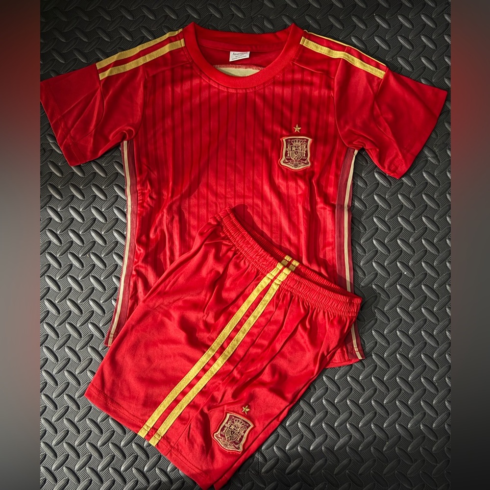 Kids Red Spain Soccer Jersey & Shorts Set
